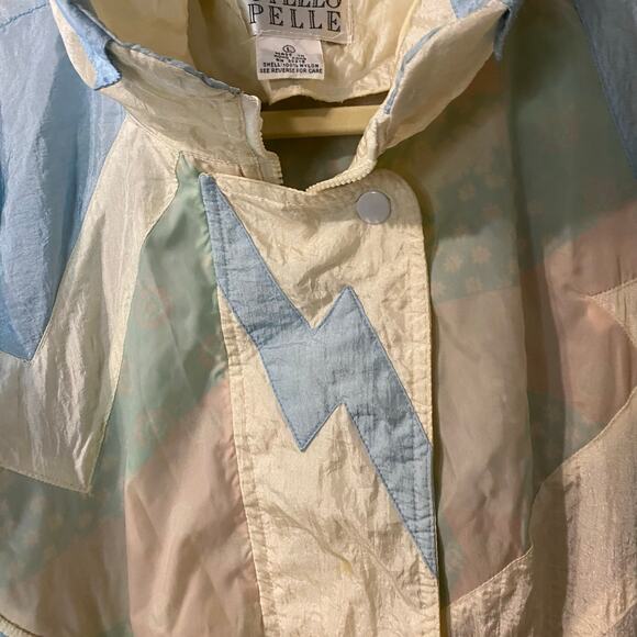 Vintage Otello Pelle 80s Pastel Lightning Windbreaker Jacket Size L Hong Kong - Picture 3 of 13